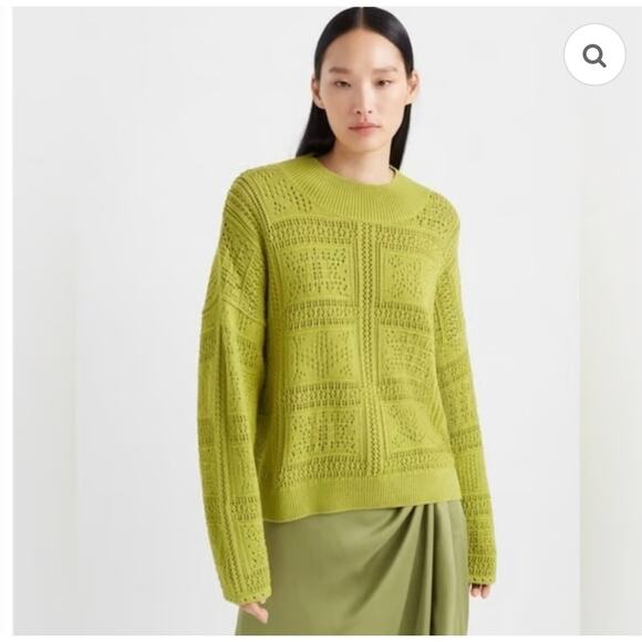 Club Monaco pointelle stitch green oversized sweater - Picture 1 of 5